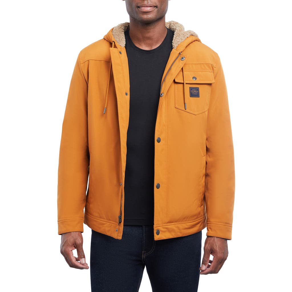 Lucky Brand Loki Workwear Soft Shell Faux Shearling Jacket In Tobacco