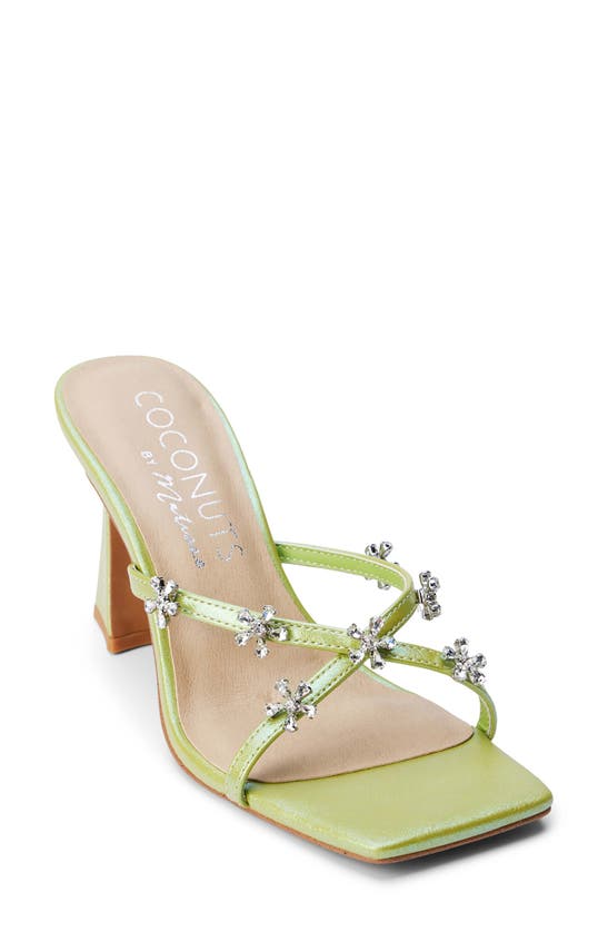 Shop Coconuts By Matisse Levi Crystal Flower Slide Sandal In Lime