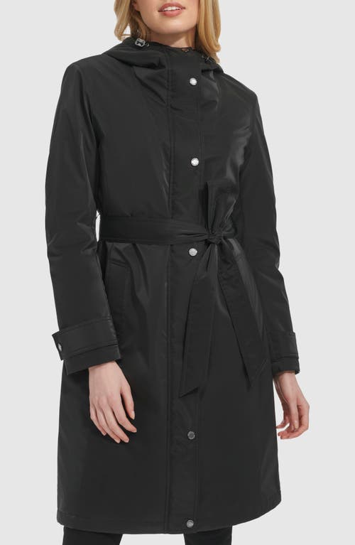 Shop Kenneth Cole New York Sleeker Hooded Raincoat In Black