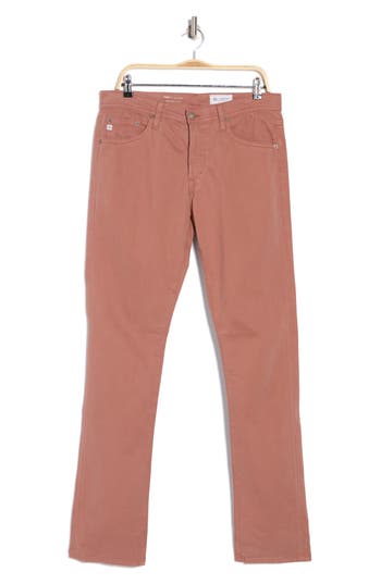 Ag Everett Sueded Stretch Sateen Slim Straight Leg Pants In Dusty Blush