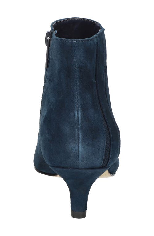 Bella Vita Faraday Pointed Toe Kitten Heel Bootie In Navy Kidsuede Leather