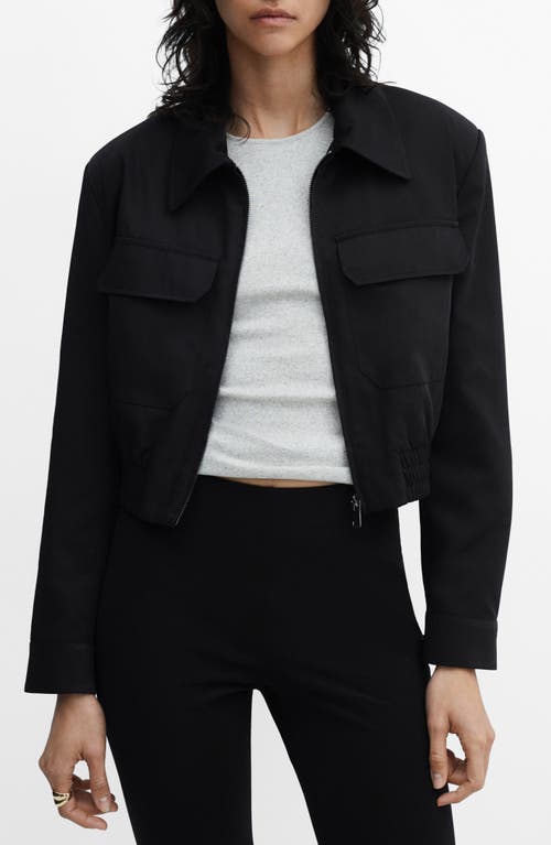 MANGO Insect Zip-Up Crop Bomber Jacket at Nordstrom,