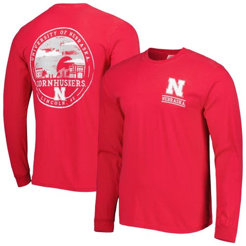 IMAGE ONE Men's Scarlet Nebraska Huskers Circle Campus Scene Long Sleeve T-Shirt