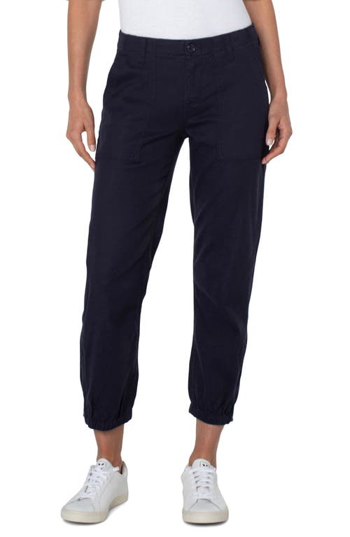 Liverpool Los Angeles Drawstring Crop Utility Pants in Rich Navy