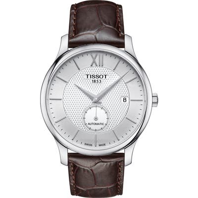 Tissot Tradition Automatic Embossed Leather Strap Watch, 40Mm