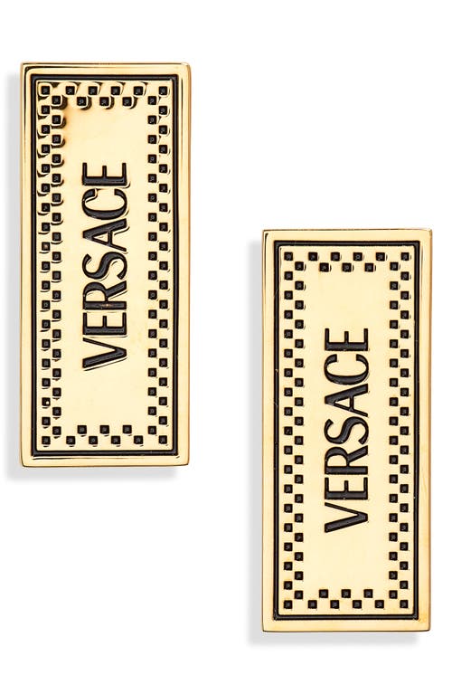Versace Logo Plaque Earrings in 4J120-Versace Gold-Black at Nordstrom