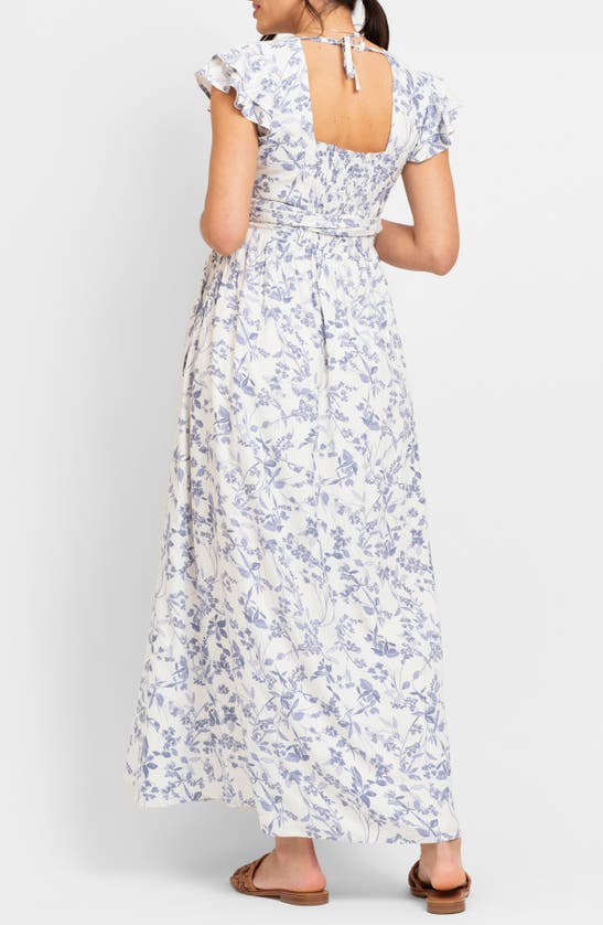 Shop Seraphine Floral Wrap Maternity Dress In Blue Print
