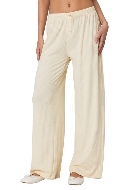 EDIKTED Lilou Rib Pants Yellow at Nordstrom,