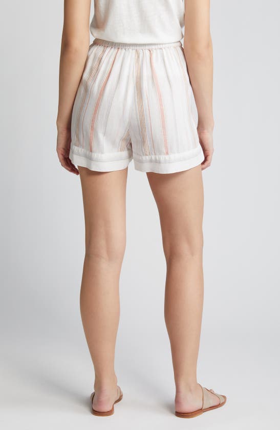 Shop Caslon (r) Stripe Linen Blend Drawstring Shorts In White- Tan Taylor Stripe