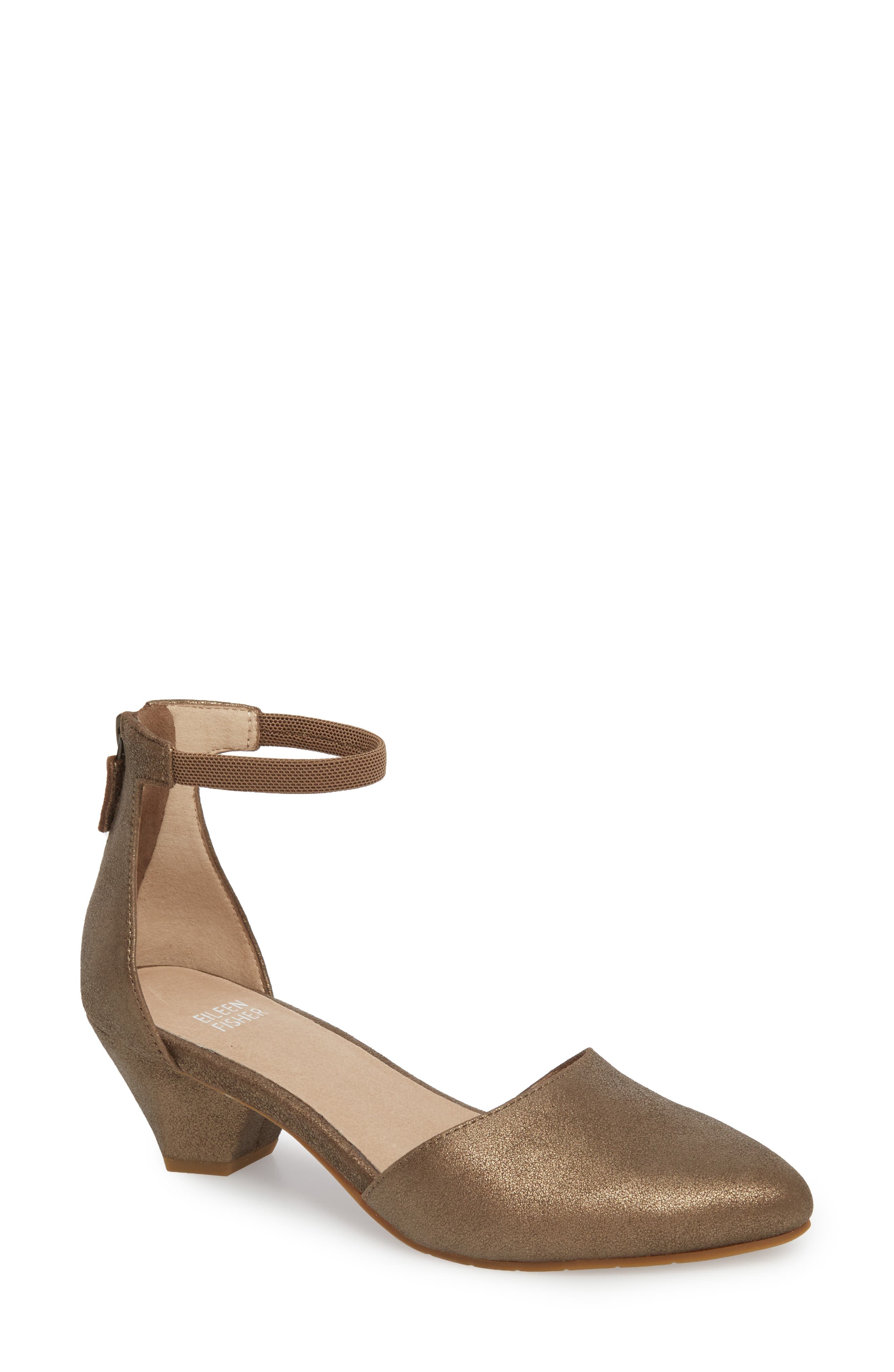 Eileen Fisher Just Ankle Strap Pump, Metallic