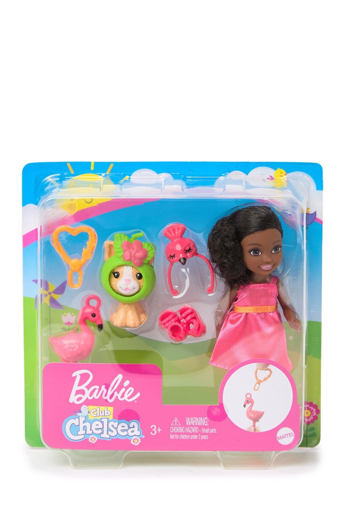 Mattel Barbie(r)club Chelsea(tm) Dress-up Doll In Flamingo Costume 6" Brunette With Pet Kitten And Accessor