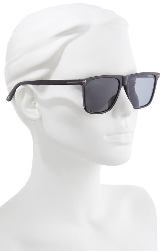 Tom Ford 57mm Fletcher Square Sunglasses In Shiny Black / Smoke