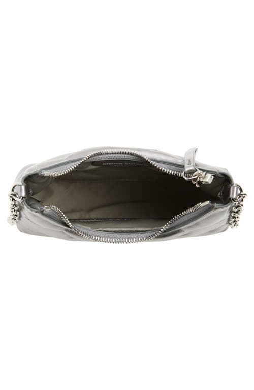 Shop Maison Margiela Micro Glam Slam Metallic Leather Hobo Bag In Metallic Grey