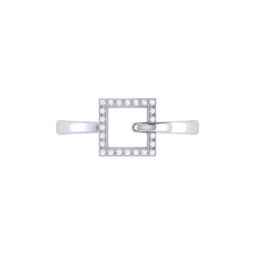 Shop Luvmyjewelry On The Block Square Sterling Silver Diamond Ring