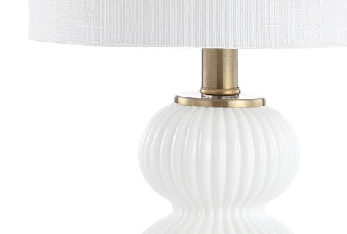 Jonathan Y Daphne Ribbed Metal/glass Led Table Lamp In White/brass Gold