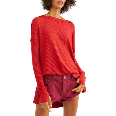 Free People North Shore Thermal Knit Tunic Top, Red