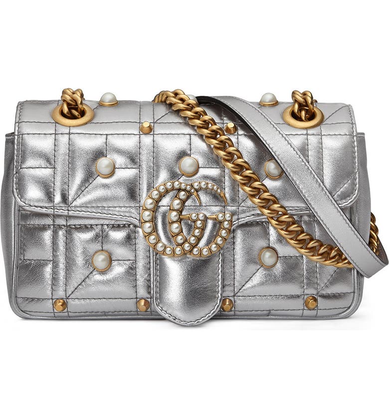 Gucci Mini GG Marmont 2.0 Imitation Pearl Logo Matelassé Leather Shoulder Bag | Nordstrom