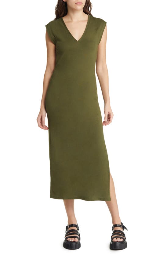 Frame Le Muscle Organic Pima Cotton T-shirt Dress In Fatigue