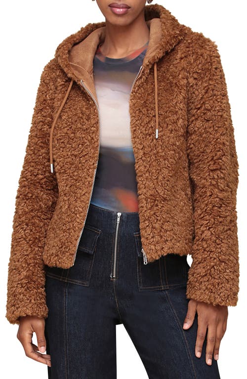 Shop Avec Les Filles Faux Fur Hooded Jacket In Brown