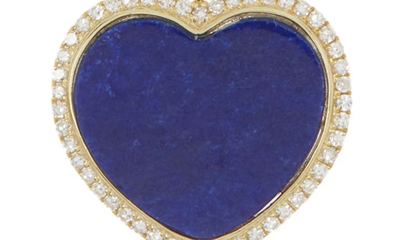 Shop Meira T Diamond Drops & Lapis Lazuli Heart Pendant Necklace In Yellow Gold