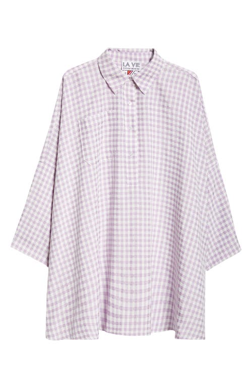 Shop La Vie Style House Gingham Check Oversize Shirt In Purple White