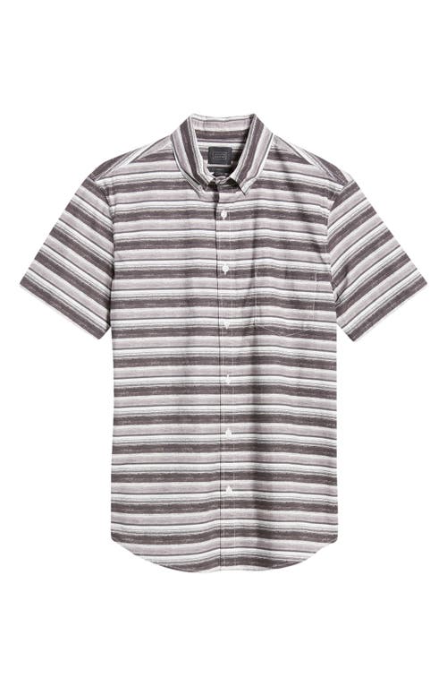 Shop 14th & Union Sketch Stripe Short Sleeve Stretch Cotton Poplin Button-up Shirt In Grey- White Sketch Stripe