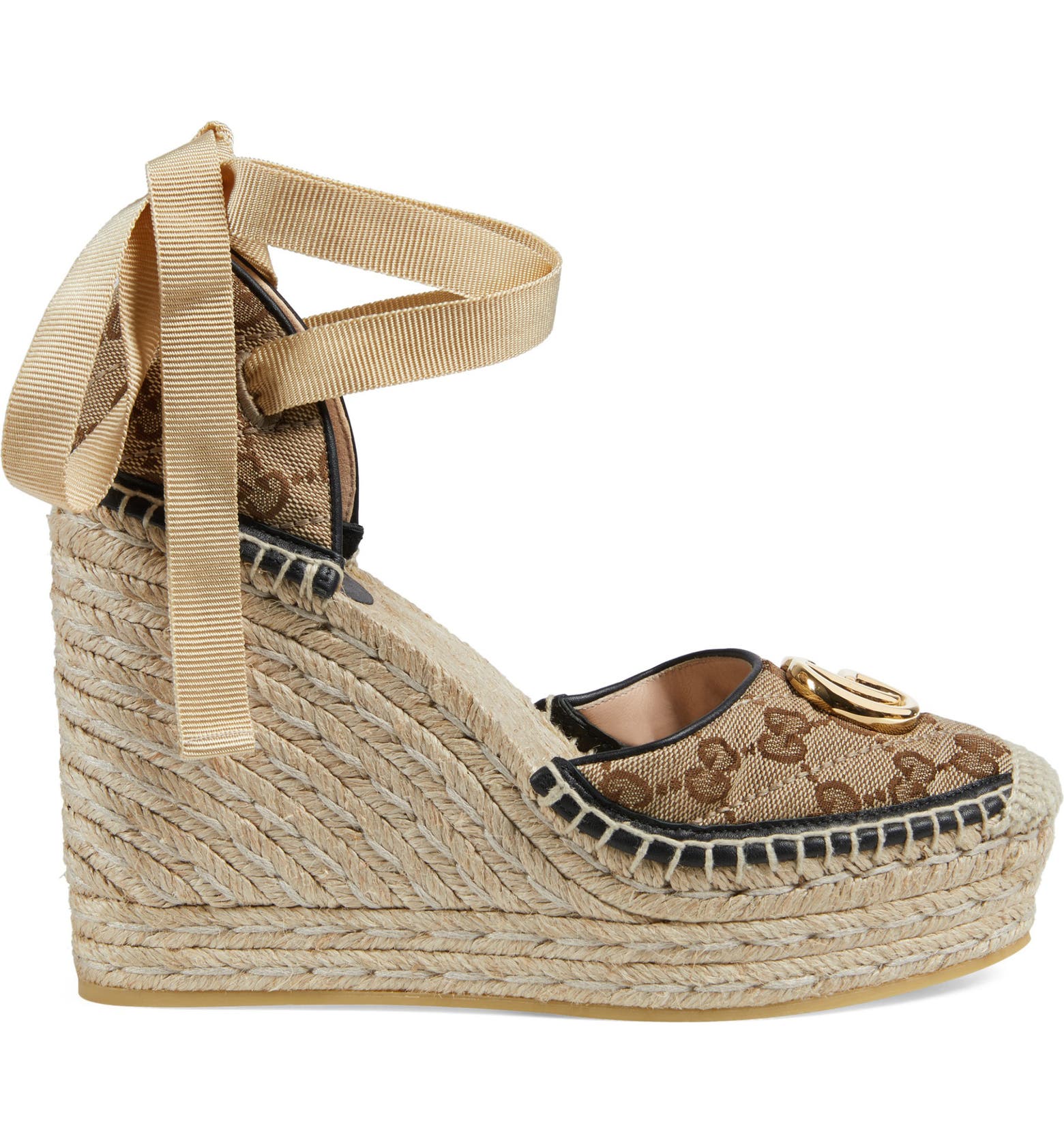 Gucci Pilar GG Ankle Tie Espadrille Platform Wedge (Women) | Nordstrom