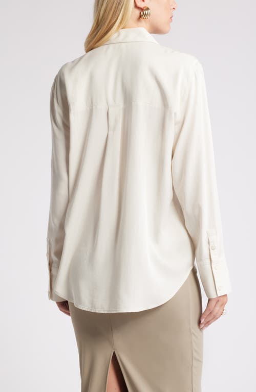 Shop Open Edit Relaxed Fit Long Sleeve Button-up Shirt In Ivory Dove