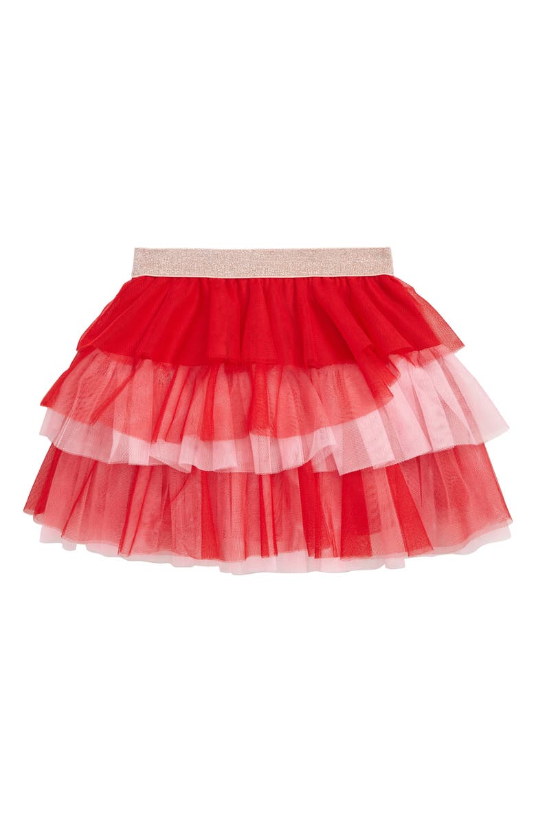 TRULY ME Colorblock Tiered Mesh Skirt, Main, color, PINK