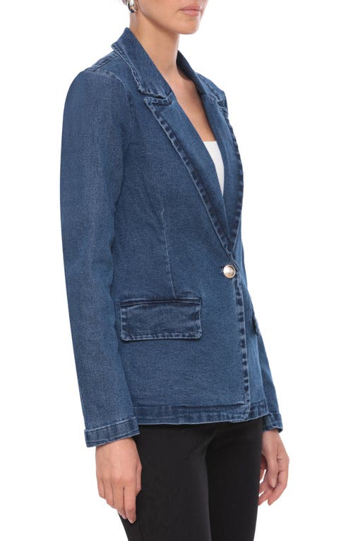 Bagatelle Padded Shoulder Denim Blazer In Tropea Wash