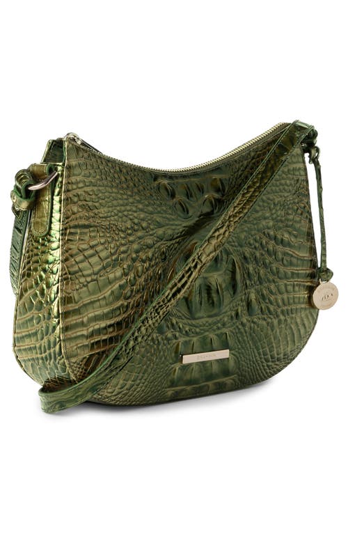 Shop Brahmin Shayna Croc Embossed Leather Crossbody Bag In Matcha Green