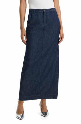 Ming Wang Flare Deco Crêpe de Chine Maxi Skirt