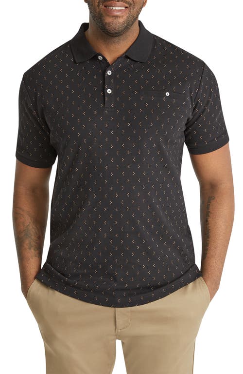 Johnny Bigg Callan Geometric Print Pocket Polo Black at Nordstrom,