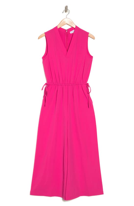 Shop Calvin Klein Comm V-neck Sleeveless Jumpsuit In Hibiscus