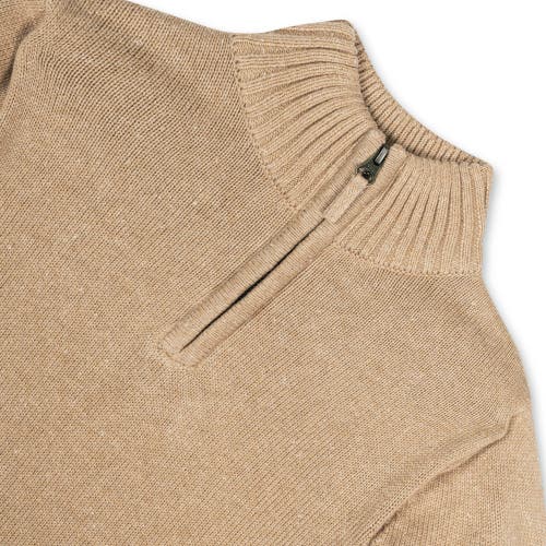 Shop Hope & Henry Baby Boys' Organic Half Zip Sweater, Infant In Camel Heather With Flecks