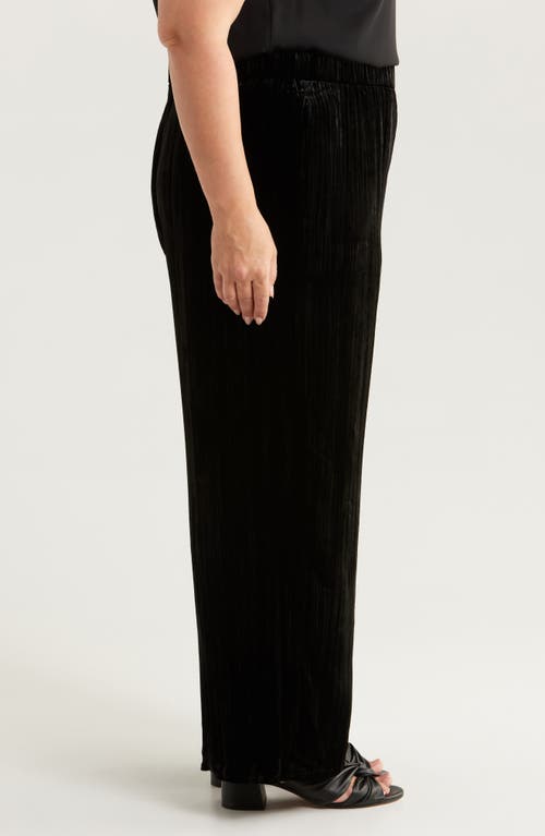 Shop Eileen Fisher Wide Leg Crushed Velvet Ankle Pants In Black