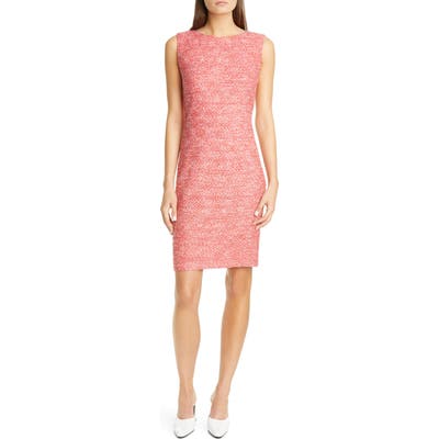 St. John Collection Marled Space Dyed Tweed Knit Dress, Orange