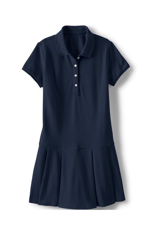 Shop Lands' End School Uniform Girls Plus Short Sleeve Mesh Pleated Polo Dress In Classic Navy