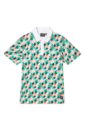 Wesc Tropical Abstract Rugby Polo In Blue