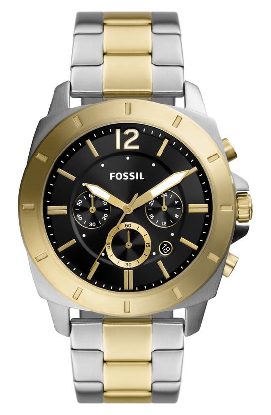 Shop Fossil Privateer Chronograph Quartz Stainless Steel Bracelet Watch, 48mm In 2-tone