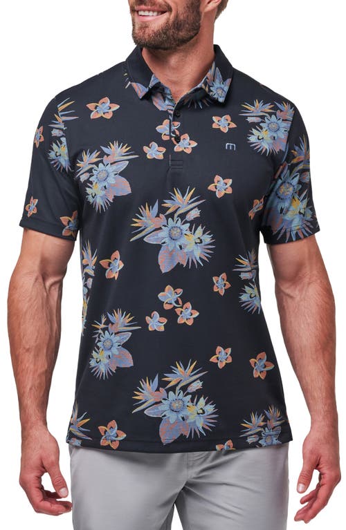TravisMathew Secluded Island Floral Piqué Polo Black at Nordstrom,