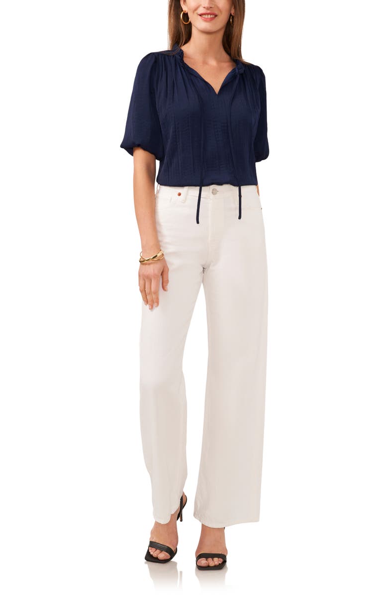 Vince Camuto Puff Sleeve Hammered Satin Top | Nordstrom