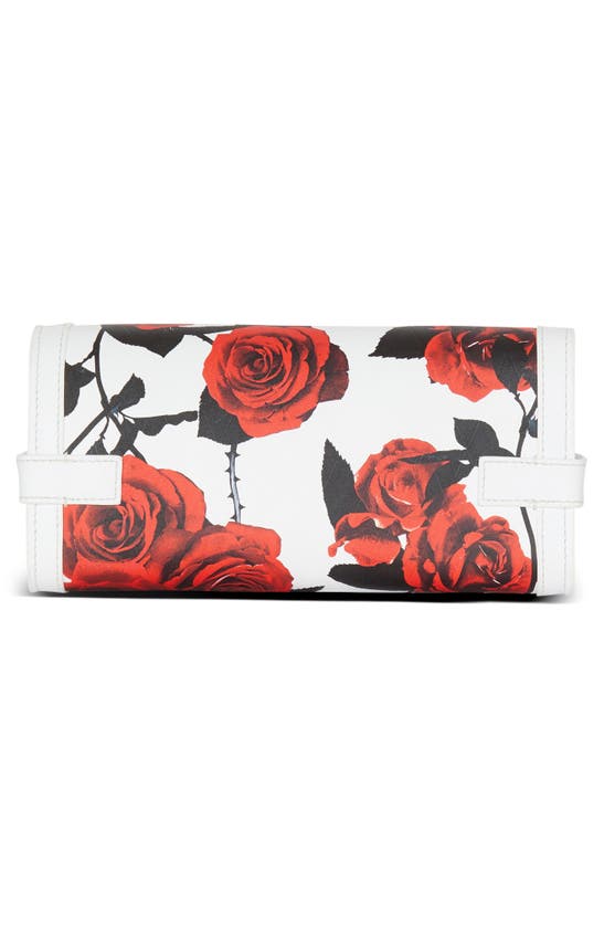 Shop Balmain B-buzz 23 Rose Convertible Leather Clutch In Gbs White/ Black/ Red