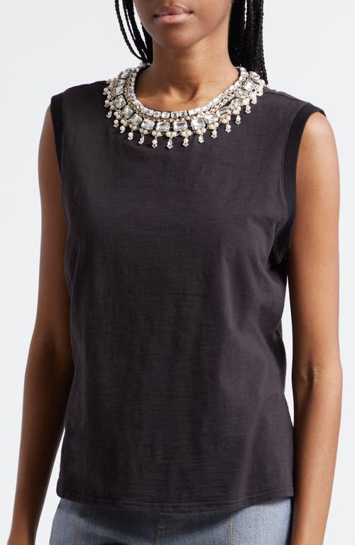 Shop Cinq À Sept Brielle Embellished Jewel Cotton Tank In Black