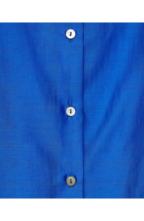 Mango Satin Button-up Shirt In Blue