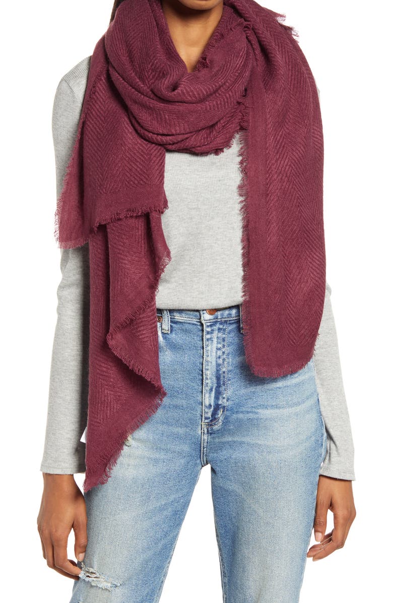 TREASURE & BOND Herringbone Burlap Scarf, Main, color, PURPLE BARLEY