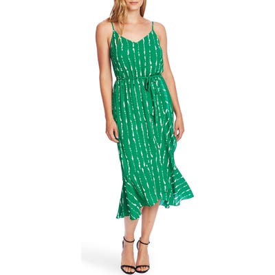Vince Camuto Belted Stripe Midi Slipdress, Green