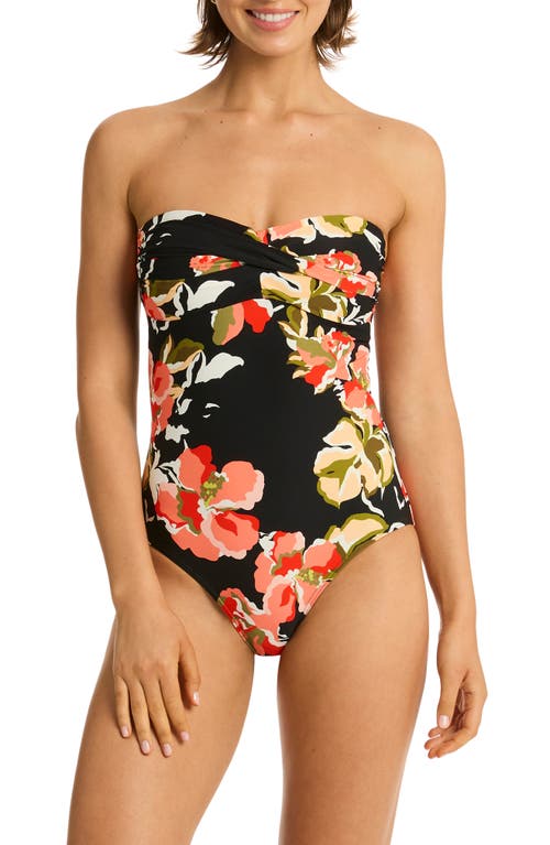 Sea Level Juniper Twist Bandeau One-Piece Swimsuit Black at Nordstrom, Us