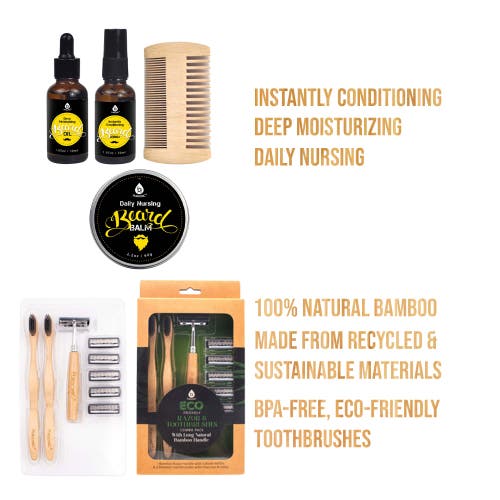 Shop Pursonic Beard Care Grooming Kit & Eco Friendly Razor + Toothbrushes Combo Pack In Multicolor