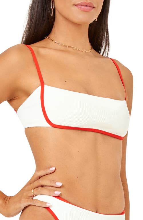 Shop L*space Lspace Hazel Ribbed Bikini Top In Cream/pimento